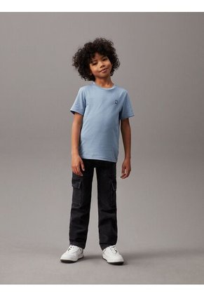 Camiseta Azul Cuello Redondo Con Logo Insignia Calvin Klein