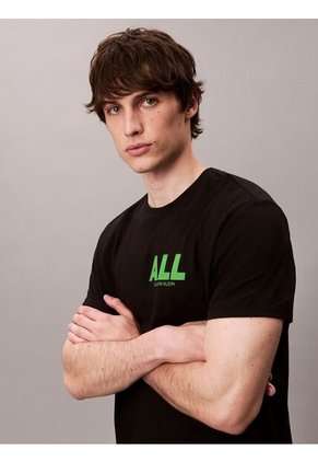 Camiseta Negra Con Estampado Gráfico All Calvin Klein