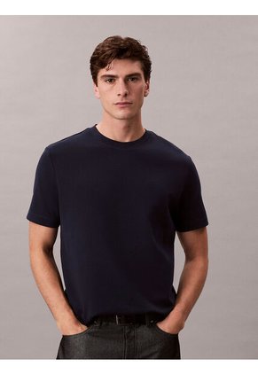 Camiseta Azul De Algodón Interlock Calvin Klein
