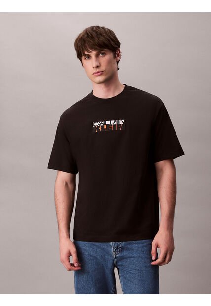 Camiseta Negra Con Gráfico De Logo En Bloque Calvin Klein