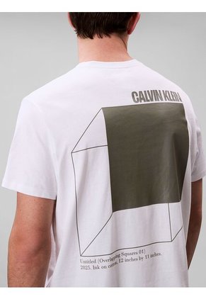Camiseta Blanca De Algodón Con Gráfico 3D Calvin Klein
