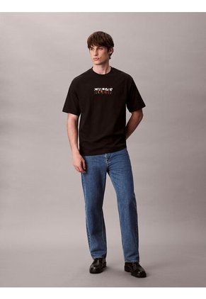 Camiseta Negra Con Gráfico De Logo En Bloque Calvin Klein