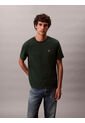 Camiseta Verde Regular De Manga Corta Con Monograma Bordado Calvin Klein de Calvin Klein