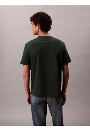Camiseta Verde Regular De Manga Corta Con Monograma Bordado Calvin Klein