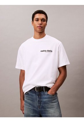 Camiseta Blanca Con Logotipo Bordado Calvin Klein