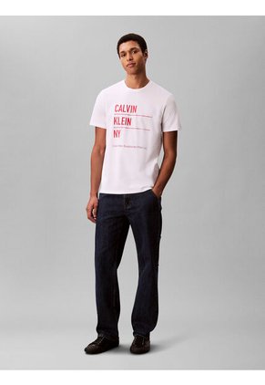 Camiseta Blanca Con Estampado Gráfico De New York Calvin Klein
