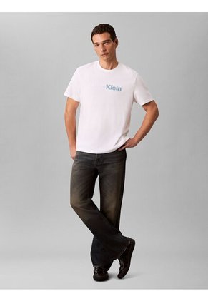 Camiseta Blanca Con Estampado Gráfico De Logo En Letra Cursiva Calvin Klein
