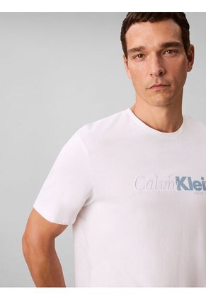 Camiseta Blanca Con Estampado Gráfico De Logo En Letra Cursiva Calvin Klein