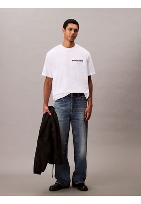 Camiseta Blanca Con Logotipo Bordado Calvin Klein