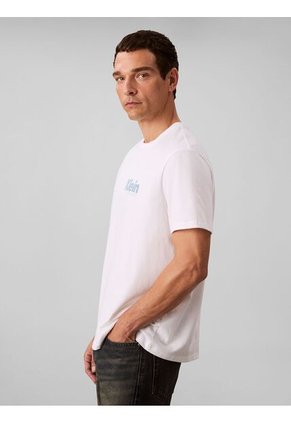 Camiseta Blanca Con Estampado Gráfico De Logo En Letra Cursiva Calvin Klein