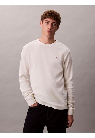 Camiseta Blanca De Manga Larga Con Textura Ligera Calvin Klein Calvin Klein