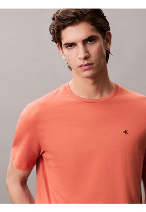 Camiseta Roja De Algodón Con Monograma Bordado Calvin Klein