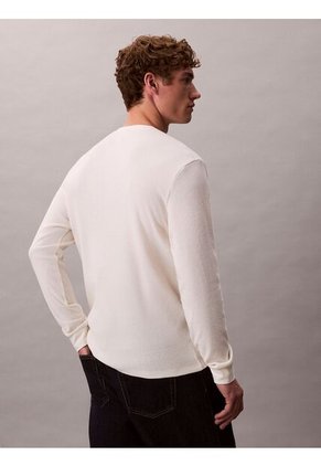 Camiseta Blanca De Manga Larga Con Textura Ligera Calvin Klein