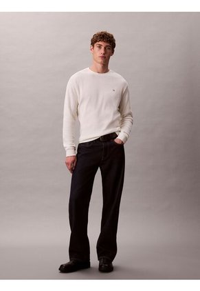 Camiseta Blanca De Manga Larga Con Textura Ligera Calvin Klein