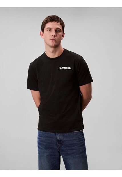 Camiseta Negra De Algodón Con Gráfico 3D Calvin Klein