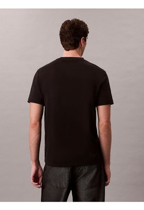 Camiseta Negra De Algodón Interlock Calvin Klein