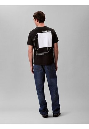 Camiseta Negra De Algodón Con Gráfico 3D Calvin Klein