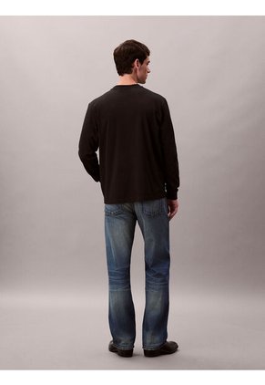 Camiseta Negra De Manga Larga Con Monograma Calvin Klein