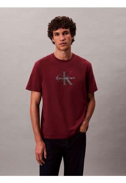 Camiseta Vino Tinto 20s Con Estampado Gráfico De Monograma Calvin Klein