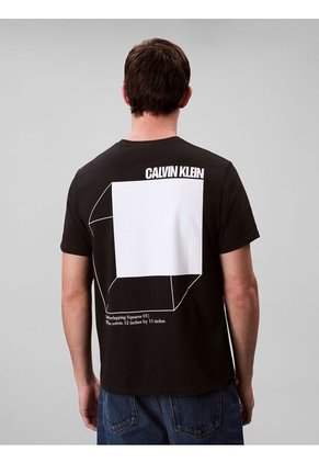 Camiseta Negra De Algodón Con Gráfico 3D Calvin Klein
