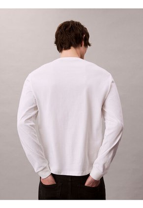 Camiseta Blanca De Manga Larga Con Monograma Calvin Klein