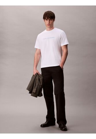Camiseta Blanca Con Logo Gráfico Apilado Calvin Klein Calvin Klein