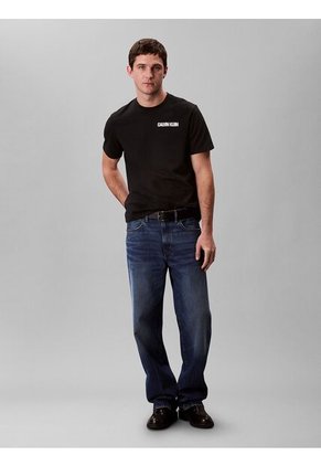 Camiseta Negra De Algodón Con Gráfico 3D Calvin Klein