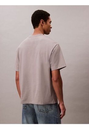 Camiseta Gris Con Logotipo Bordado Calvin Klein