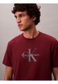 Camiseta Vino Tinto 20s Con Estampado Gráfico De Monograma Calvin Klein de Calvin Klein