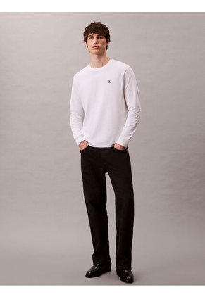 Camiseta Blanca De Manga Larga Con Monograma Calvin Klein