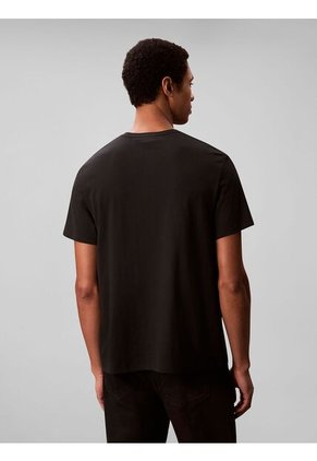Camiseta Negra Con Estampado De Logo Con Efecto Entrelazado Calvin Klein