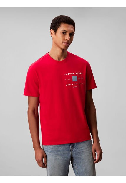 Camiseta Roja Con Estampado Gráfico Red Box New York City Calvin Klein