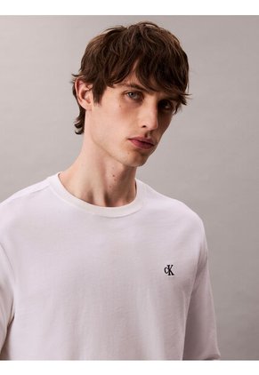 Camiseta Blanca De Manga Larga Con Monograma Calvin Klein