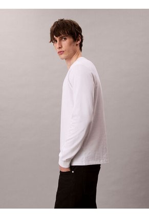 Camiseta Blanca De Manga Larga Con Monograma Calvin Klein