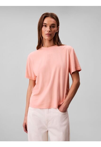 Camiseta Rosada Emblemática De Logo Calvin Klein
