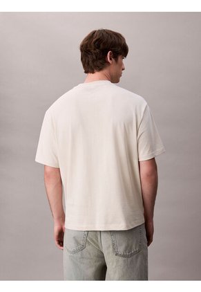 Camiseta Beige Con Gráfico De Logo En Bloque Calvin Klein