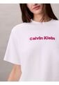 Camiseta Blanca De Manga Corta Con Logo Bordado En 3D Calvin Klein de Calvin Klein