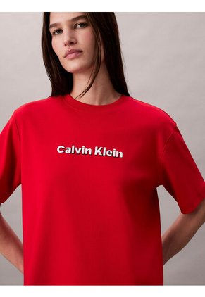 Camiseta Roja De Manga Corta Con Logo Bordado En 3D Calvin Klein