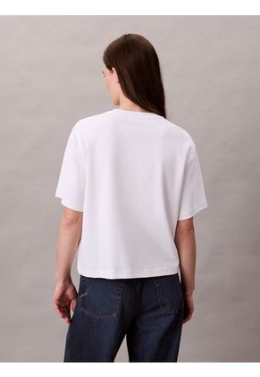 Camiseta Blanca De Manga Corta Con Logo Bordado En 3D Calvin Klein