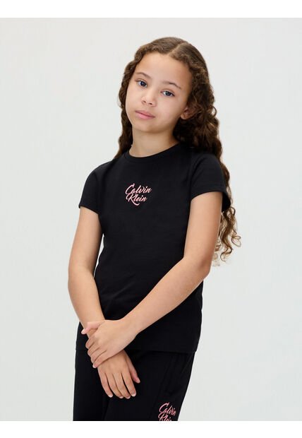 Camiseta Negra De Manga Corta Con Logo Cursivo Calvin Klein