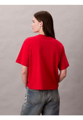 Camiseta Roja De Manga Corta Con Logo Bordado En 3D Calvin Klein