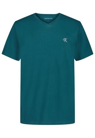 Camiseta Verde Manga Corta Con Logo De Monograma Y Cuello En V Calvin Klein Calvin Klein
