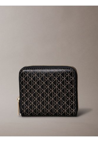 Billetera Negra Cuadrada Con Cremallera Y Monograma Calvin Klein Calvin Klein