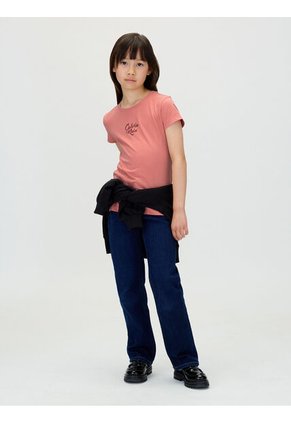 Camiseta Rosada De Manga Corta Con Logo Cursivo Calvin Klein