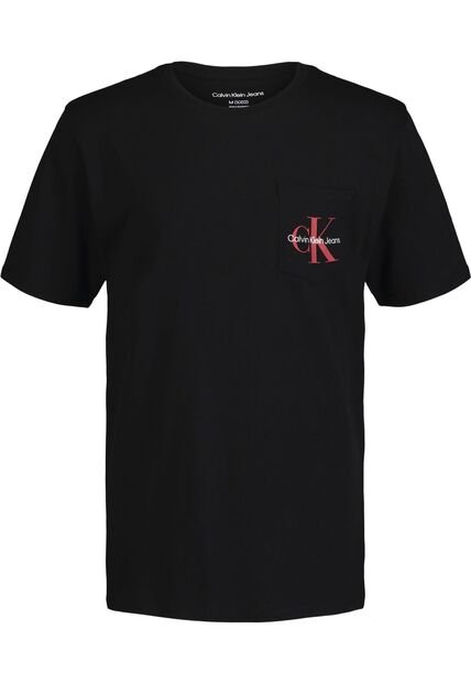 Camiseta Negra Con Bolsillo Y Logotipo Calvin Klein