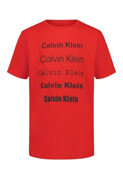 Camiseta Roja Con Estampado De Logo Stacked Calvin Klein