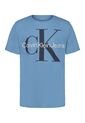 Camiseta Azul Manga Corta Con Logo De Monograma Calvin Klein de Calvin Klein