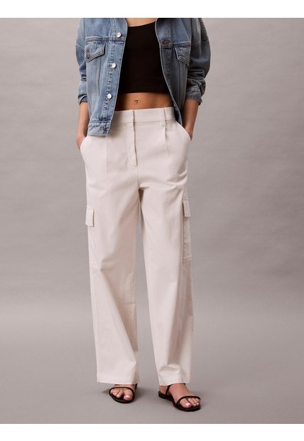 Pantalón Beige Cargo Con Cintura Elástica Calvin Klein