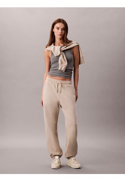 Pantalón Beige De Chándal Holgado De Felpa De Gran Calidad Calvin Klein