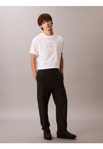 Jogger Negro En Tejido Terry Premium Con Monograma Bordado Calvin Klein